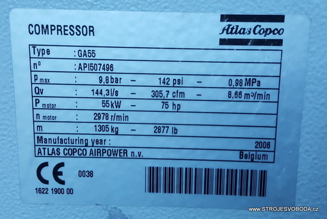Šroubový kompresor GA 55 - na náhradní díly (Atlas Copco GA 55 screw compressor (11).jpg)